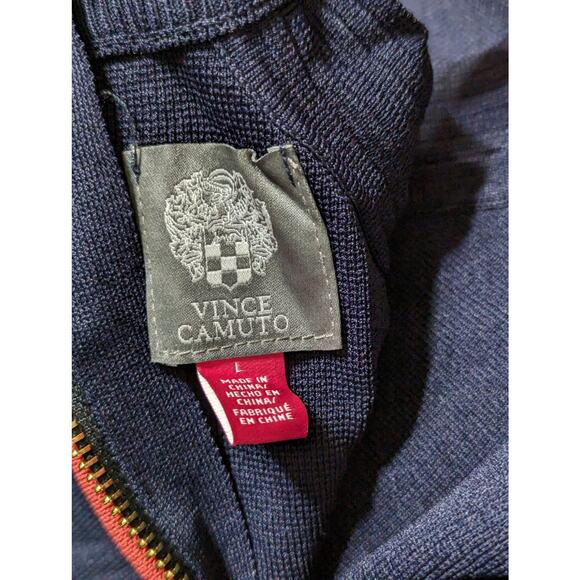 Vince Camuto Navy Blue Contrast-Trim Fit & Flare Halter Dress Size L - Picture 8 of 10